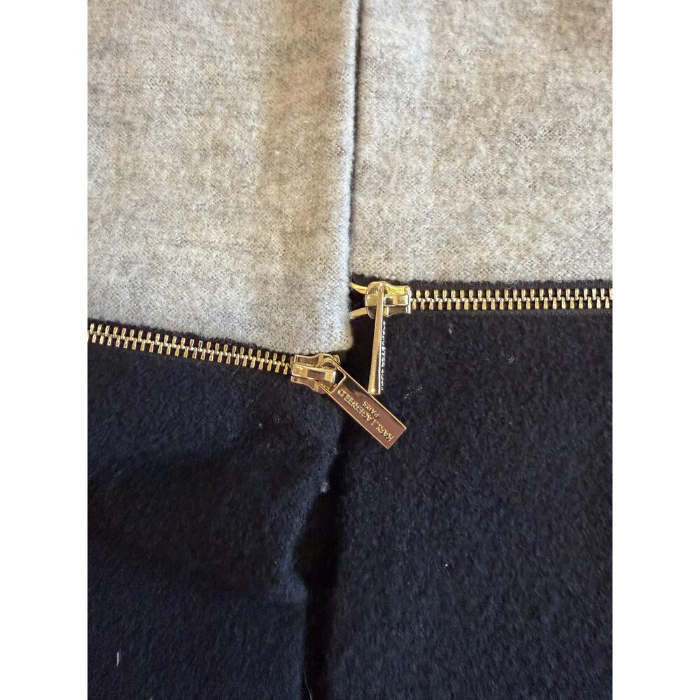 Karl Lagerfeld Paris Coatigan Womens Large Gray Wool Knit Zip Trim Mid Length - Picture 3 of 7